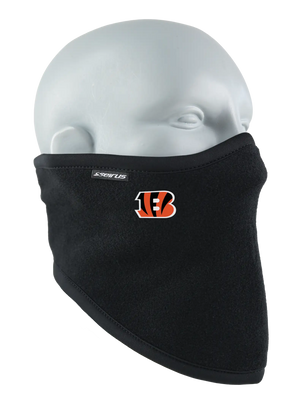 Black polar scarf with a Bengals logo on a white background