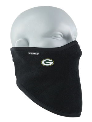 Black polar scarf with a Packers logo on a white background