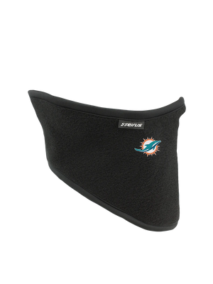 Black polar scarf with a Dolphins logo on a white background