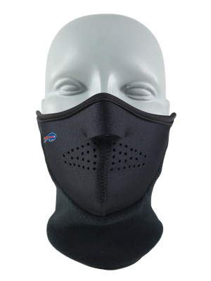 Black Neofleece Combo Scarf with a Bills logo on cheek area against a white background