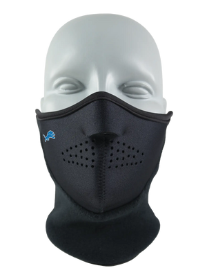 Black Neofleece Combo Scarf with a Lions logo on cheek area against a white background