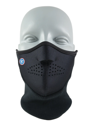 Black Neofleece Combo Scarf with a Titans logo on cheek area against a white background
