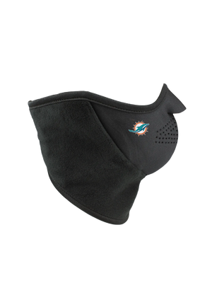 Black Neofleece Combo Scarf with a Dolphins logo on cheek area against a white background