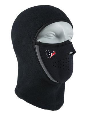 Black Magnemask Combo Clava with a Texans logo on the face area against a white background