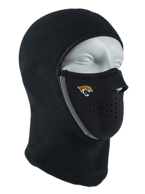 Black Magnemask Combo Clava with a Jaguars logo on cheek area against a white background