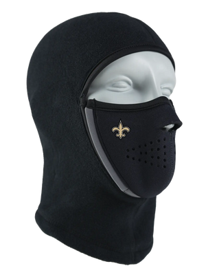 Black Magnemask Combo Clava with a Saints logo on the face area against a white background
