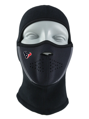Black Magnemask Combo Clava with a Texans logo on the face area against a white background