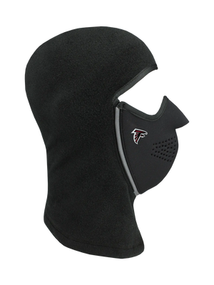 Black Magnemask Combo Clava with a Falcons logo on cheek area against a white background