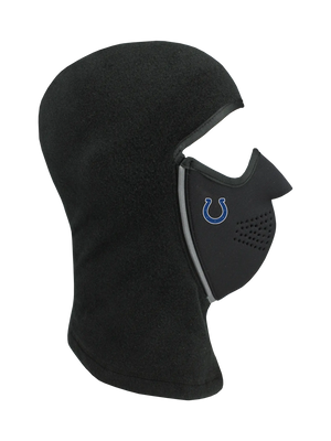 Black Magnemask Combo Clava with a Colts logo on cheek area against a white background