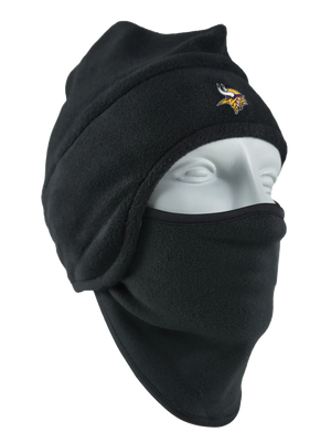 Black Quick Draw with Minnesota Vikings logo on a mannequin head against a white background