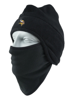 Black Quick Draw with Minnesota Vikings logo on a mannequin head against a white background