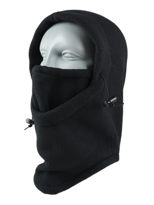 A black fleece hood with a drawstring closure and a Packers logo embroidered on the side, shown against a plain white background