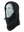 A black fleece hood with a drawstring closure and a Broncos logo embroidered on the side, shown against a plain white background