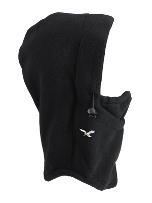 A black hood with a Eagles logo against a white background.