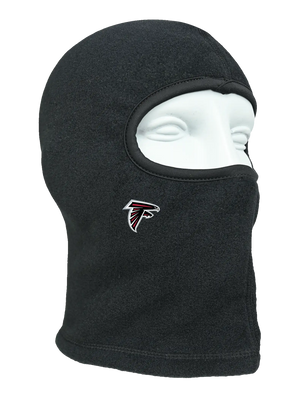 Black balaclava with a Falcons logo on a white background