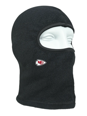 Black balaclava with a Kansas City logo on a white background