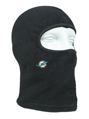 Black balaclava with a Dolphins logo on a white background