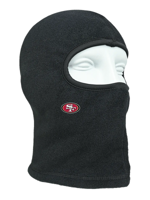 Black balaclava with a 49ers logo on a white background