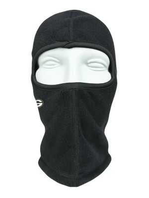 Black balaclava with a Packers logo on a white background