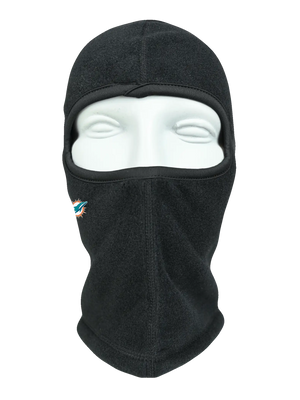 Black balaclava with a Dolphins logo on a white background