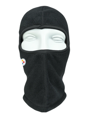 Black balaclava with a Steelers logo on a white background