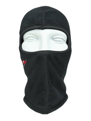 Black balaclava with a Buccaneers logo on a white background