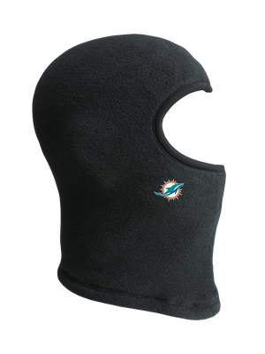 Black balaclava with a Dolphins logo on a white background