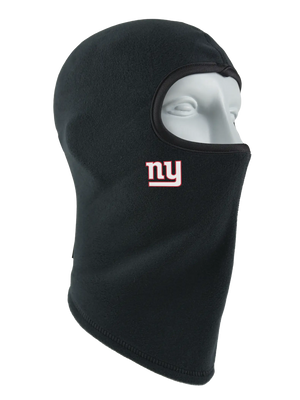 A black fleece balaclava mask featuring a Giants logo on the side, shown against a plain white background.