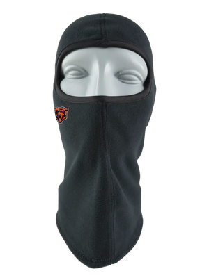A black fleece balaclava mask featuring a Browns logo on the side, shown against a plain white background.