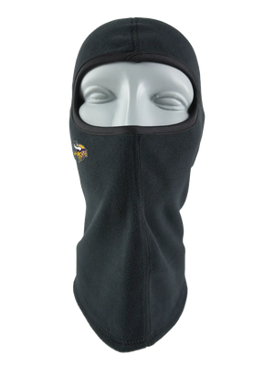 Black balaclava with a Vikings logo on a white background