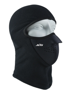 Black balaclava with a Jets logo on a white background