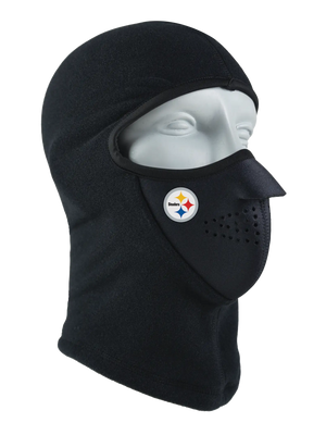 Black balaclava with a Steelers logo on a white background