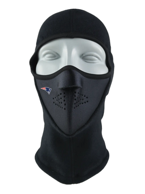 Black balaclava with a Patriots logo on a white background