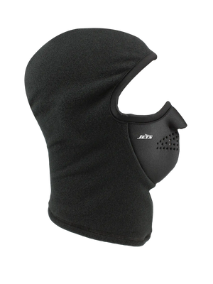 Black balaclava with a Jets logo on a white background
