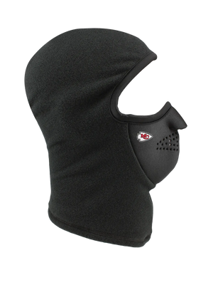 Black balaclava with a Chiefs logo on a white background