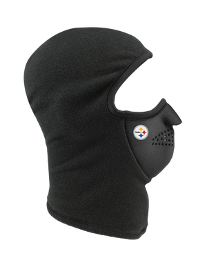 Black balaclava with a Steelers logo on a white background