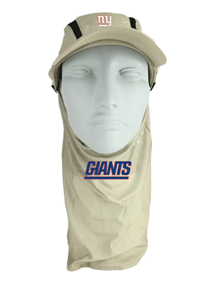 Tan ball cap with neck tube, Giants logo on front, Giants text on neck tube.