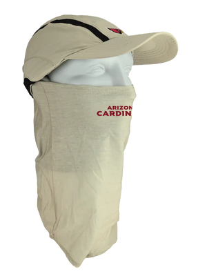 Tan ball cap with neck tube, Cardinals logo on front, Arizona Cardinals text on neck tube