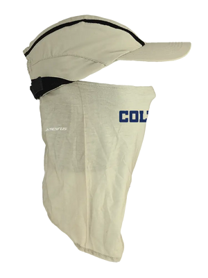 Tan ball cap with neck tube, Colts logo on front, Colts text on neck tube.