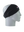 A black athletic headband with a blue and red Buffalo Bills logo on the forehead, displayed on a gray mannequin head in profile against a white background.