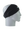 A black athletic headband with an orange, aqua and white Miami Dolphins logo on the forehead, displayed on a gray mannequin head in profile against a white background.