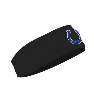 A black athletic headband featuring the Indianapolis Colts logo on the forehead, displayed against a solid white background.