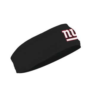A black athletic headband featuring the New York Giants logo on the forehead, displayed against a solid white background.