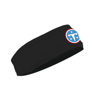 A black athletic headband featuring the Tennessee Titans logo on the forehead, displayed against a solid white background.