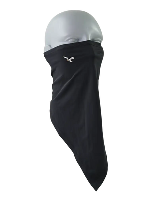 A black flip scarf featuring a Eagles logo, displayed on a clean white background.