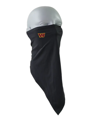 A black flip scarf with a small 'W' logo on the side, displayed on a gray mannequin head against a white background.