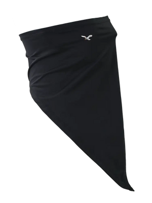 A black flip scarf featuring a Eagles logo, displayed on a clean white background.