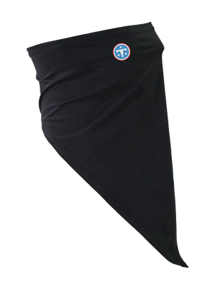 A black flip scarf featuring a small Titans logo on the upper left side.