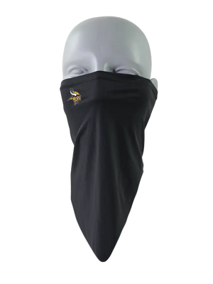 A black flip scarf with a Minnesota Vikings logo against a white background.