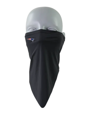 A black flip scarf with a New England Patriots logo against a white background.